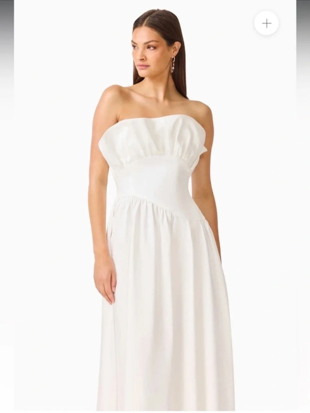 elliatt laurel white satin ruffle bust strapless bridal maxi gown dress small